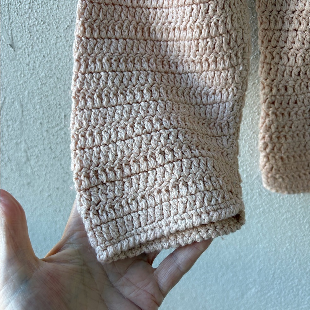 Vintage Jennifer Reed Knitted‎ by Hand Cream Size M Side Buttons Silk Blend Crop - Picture 10 of 13